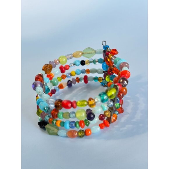 Handcrafted Multicolor Glass Beaded Wrap Bracelet - Picture 5 of 10
